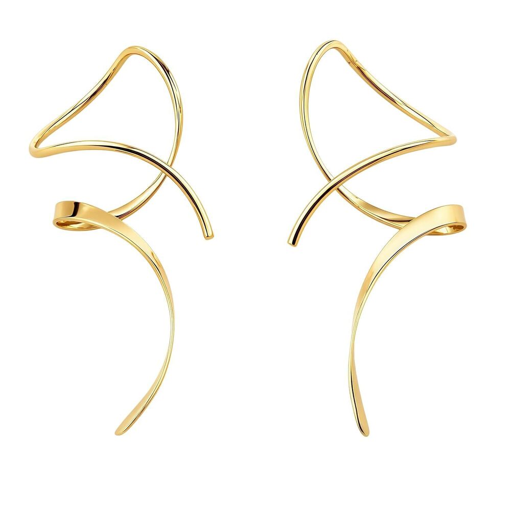 Earrings for Women Spiral threader earrings 14K gold earrings hand bent dangle